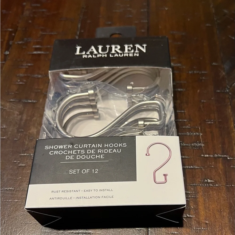 Lauren Ralph Lauren Rust Resistant Shower Curtains Hooks Set of 12